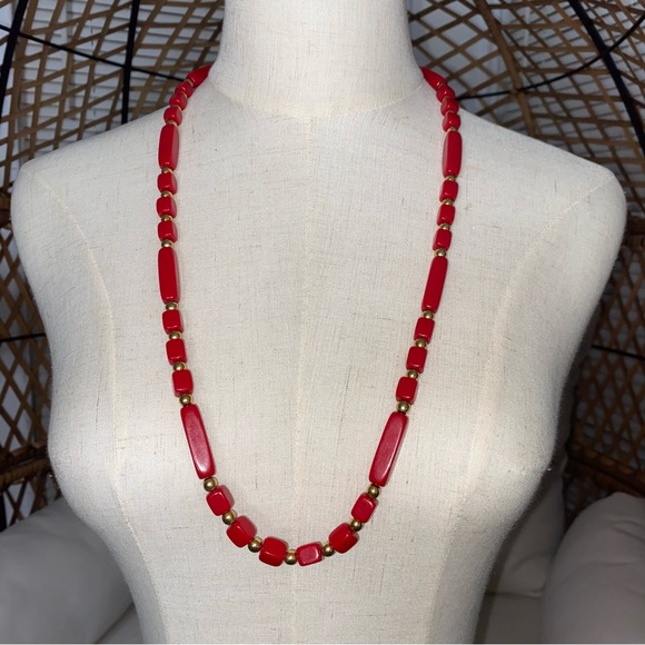 Trifari Red Beaded Necklace - Picture 1 of 7